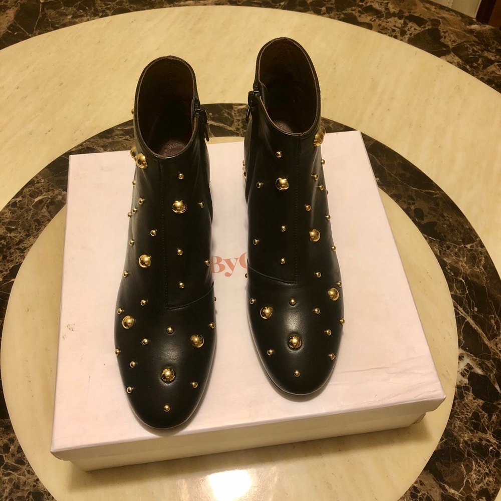 Auth New See By Chloe Abby Calf Ankle Boots Size 37.5